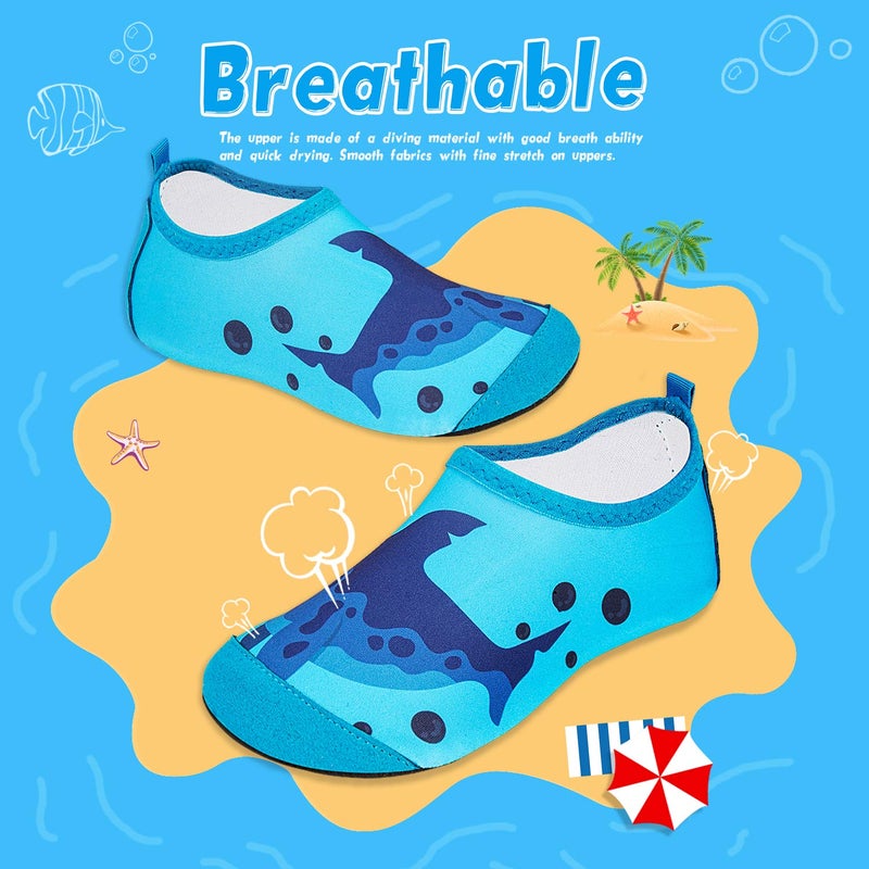WateLves Kids Water Shoes Toddler Girls Boys Barefoot Non-Slip Quick Dry Aqua Socks for Beach Swim Walking (Deep Sea Shark, 20/21) - Image 3